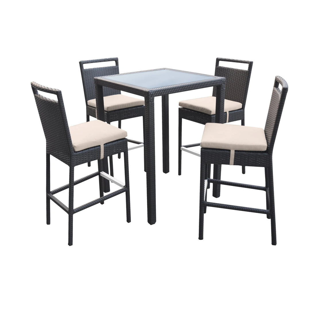 Virasat Manfredo Outdoor Patio Bar Sets 4 Chairs and 1 Table (Dark Brown)