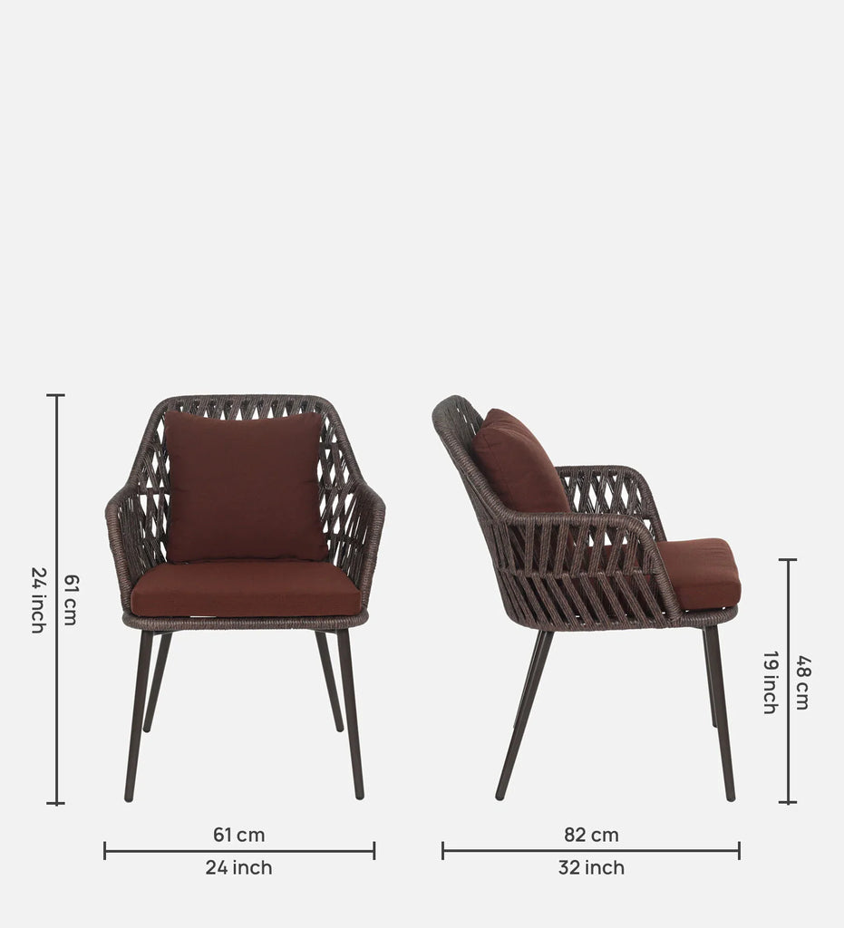 Virasat Outdoor Patio Seating Set 4 Chairs and 1 Table Set (Brown) Braided & Rope-VIRASAT FURNITURE & FURNISHING