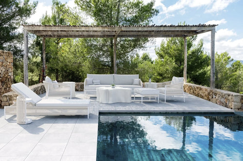 Virasat Outdoor Swimming Poolside Lounger (White) Braided & Rope-VIRASAT FURNITURE & FURNISHING