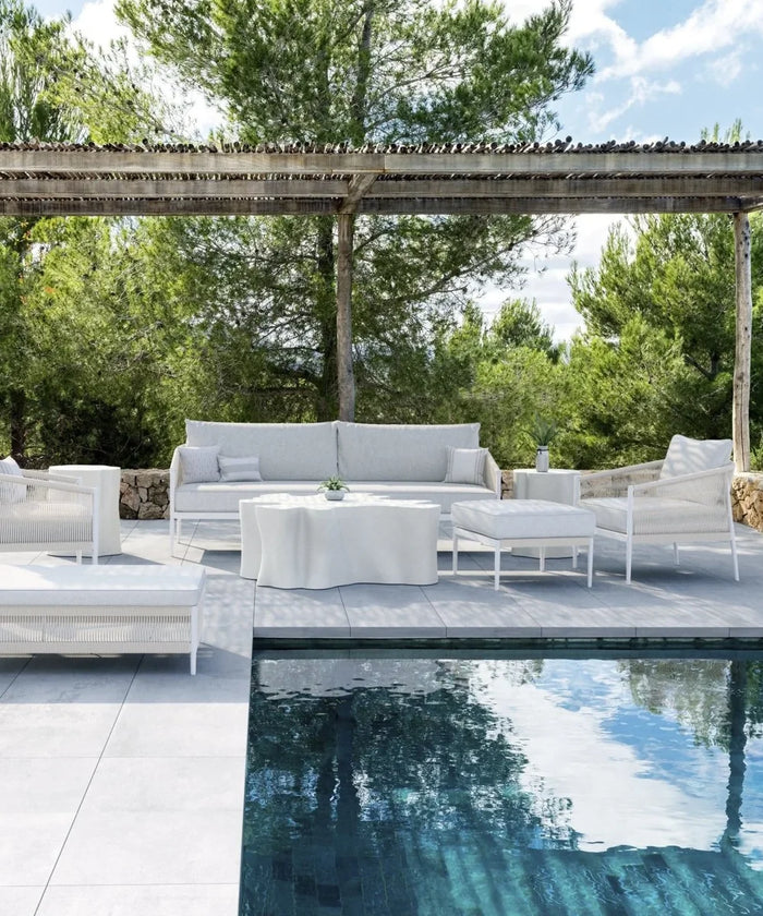 Virasat Outdoor Swimming Poolside Lounger (White) Braided & Rope-VIRASAT FURNITURE & FURNISHING