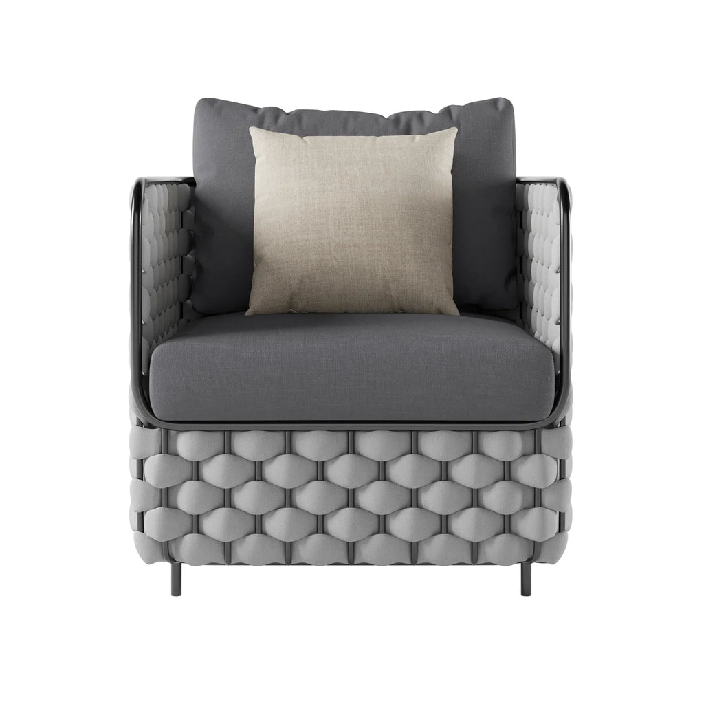 Virasat Outdoor Garden Balcony Sofa Set 2 Seater, 2 Single seater and 1 Center Table Set, Braid & Rope (Grey)-VIRASAT FURNITURE & FURNISHING