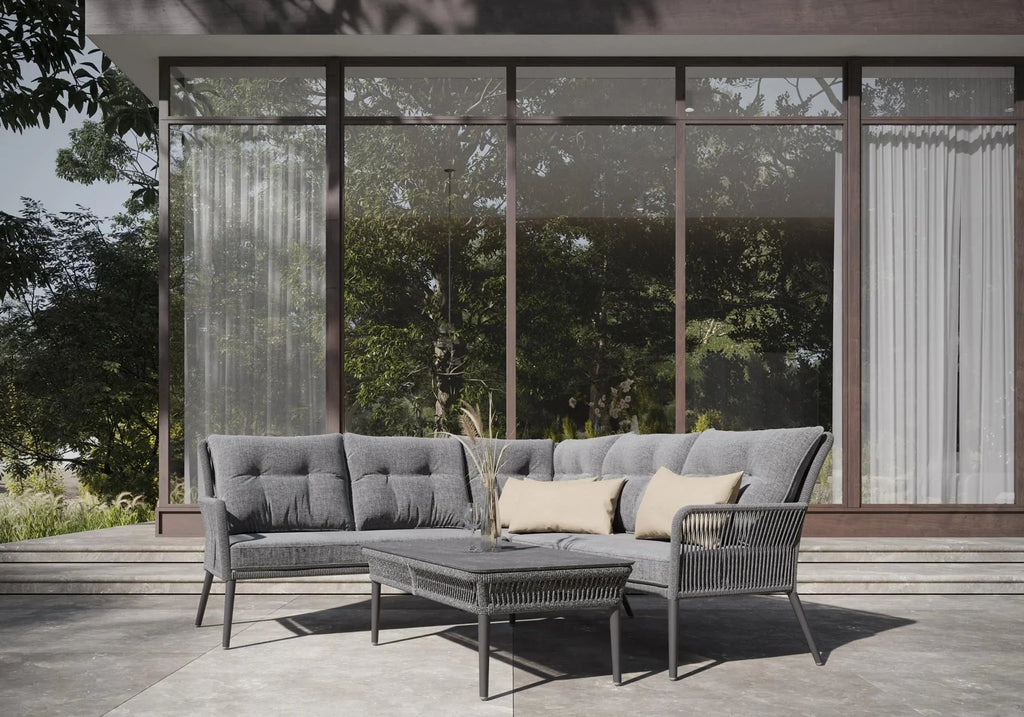 Virasat Outdoor Garden Balcony Sofa Set 5 Seater and 1 Center Table Set, Braid & Rope (Dark + Grey)-VIRASAT FURNITURE & FURNISHING
