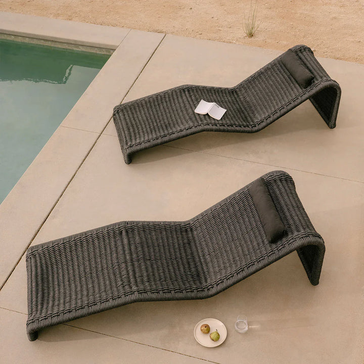 Virasat Adnet Outdoor Swimming Poolside Lounger Set of 2 (Black) Braided & Rope