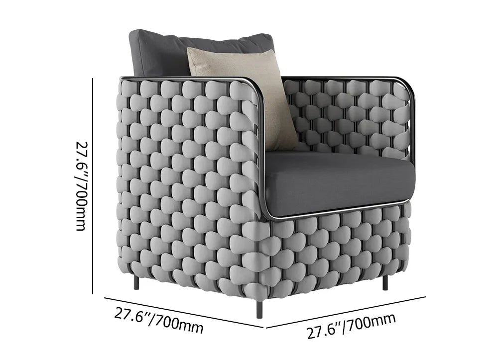 Virasat Outdoor Garden Balcony Sofa Set 2 Seater, 2 Single seater and 1 Center Table Set, Braid & Rope (Grey)-VIRASAT FURNITURE & FURNISHING
