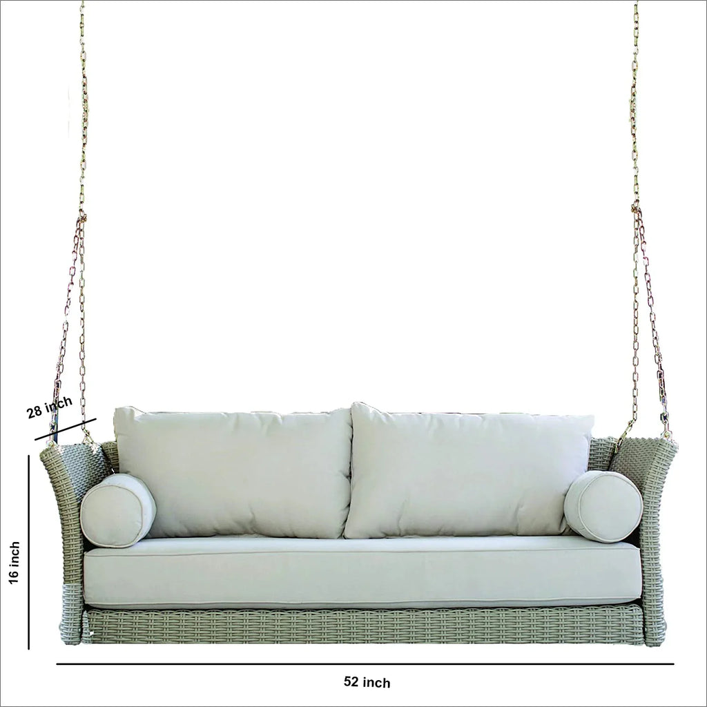 Virasat Double Seater Hanging Swing Without Stand For Balcony, Garden Swing (Beige)-VIRASAT FURNITURE & FURNISHING