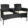 Virasat Garden Patio Seating Set of 2 Chairs and Table Set Black-VIRASAT FURNITURE & FURNISHING