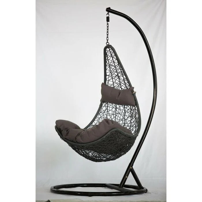 Virasat Single Seater Hanging Swing With Stand For Balcony, Garden Swing (Dark Brown)-VIRASAT FURNITURE & FURNISHING
