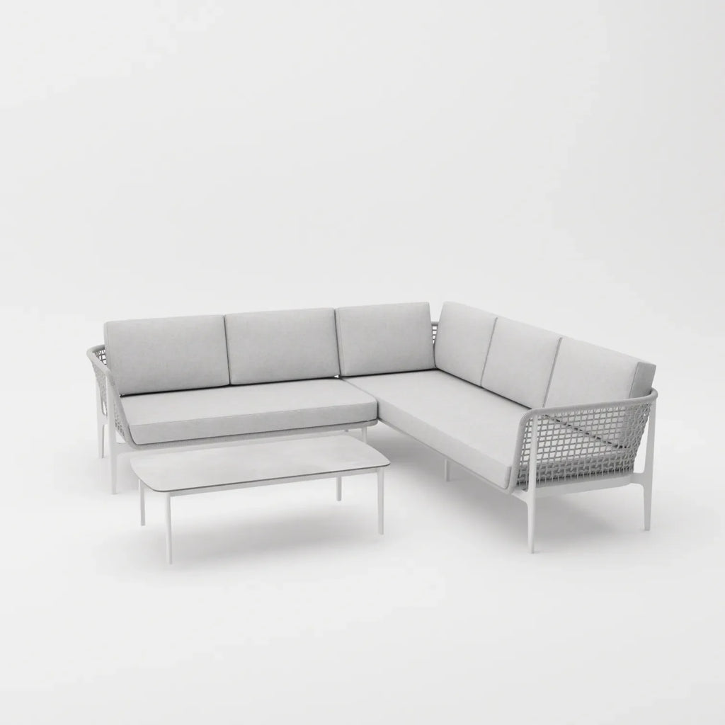 Virasat Outdoor Garden Balcony Sofa Set 5 Seater and 1 Center Table Set, Braided & Rope (Grey)-VIRASAT FURNITURE & FURNISHING