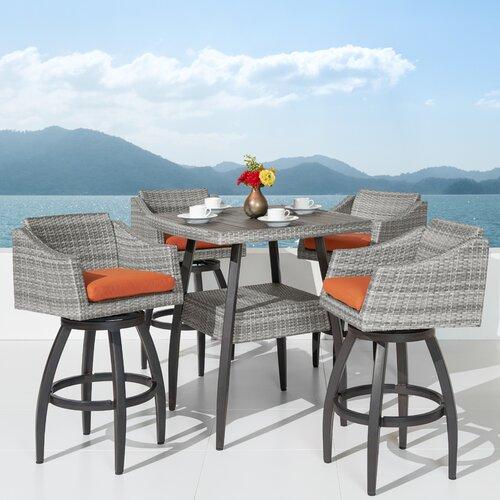 Virasat Erminio Outdoor Patio Bar Sets 4 Chairs and 1 Table (Grey)