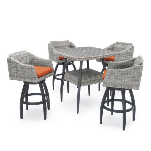 Virasat Erminio Outdoor Patio Bar Sets 4 Chairs and 1 Table (Grey)