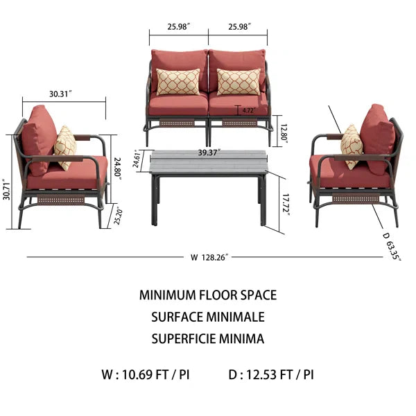 Virasat Outdoor Sofa Set 2 Seater, 2 Single Seater & 1 Center Table (Grey)-VIRASAT FURNITURE & FURNISHING