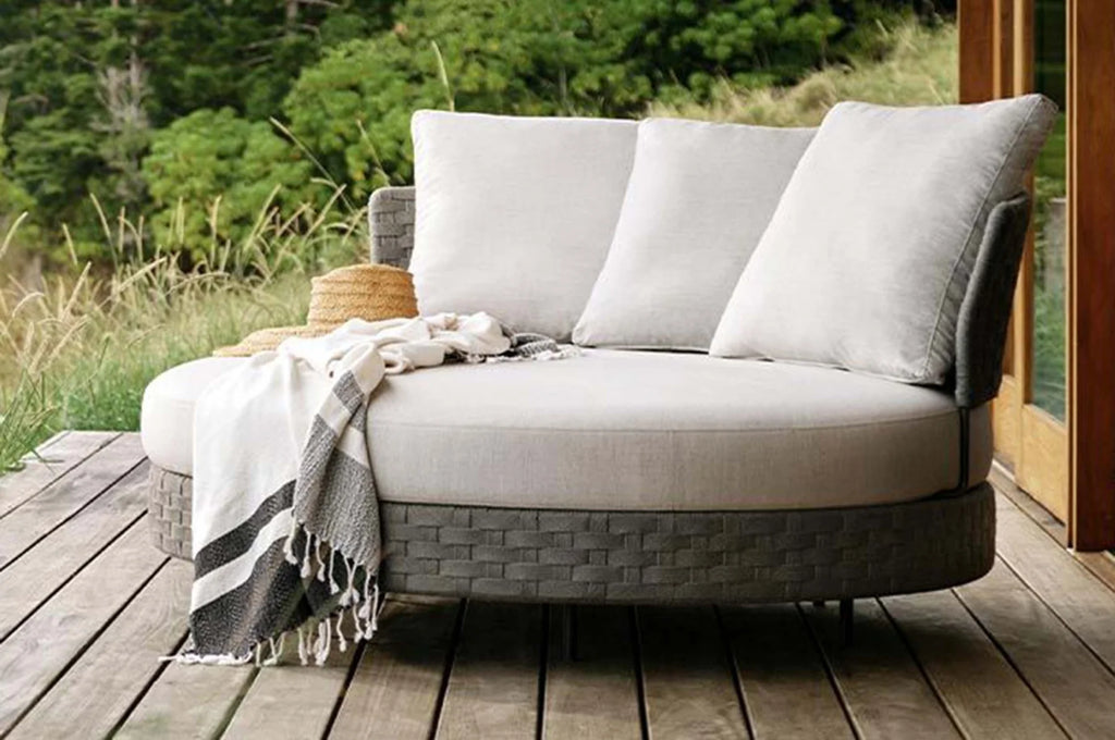 Virasat Outdoor Poolside Sunbed With Cushion Daybed (Grey) Braided & Rope-VIRASAT FURNITURE & FURNISHING