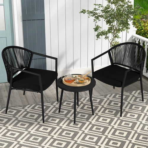 Virasat Outdoor Patio Seating Set 2 Chairs and 1 Table Set Braided And Rope-VIRASAT FURNITURE & FURNISHING