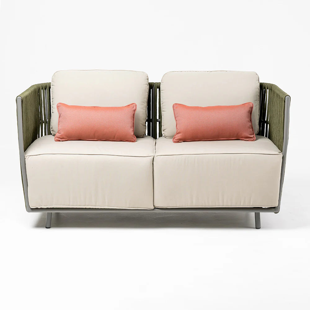 Virasat Outdoor Garden Balcony Sofa Set 3 Seater, 2 Seater and Single Seater With 1 Table Set, Braid & Rope (Green + Beige)-VIRASAT FURNITURE & FURNISHING