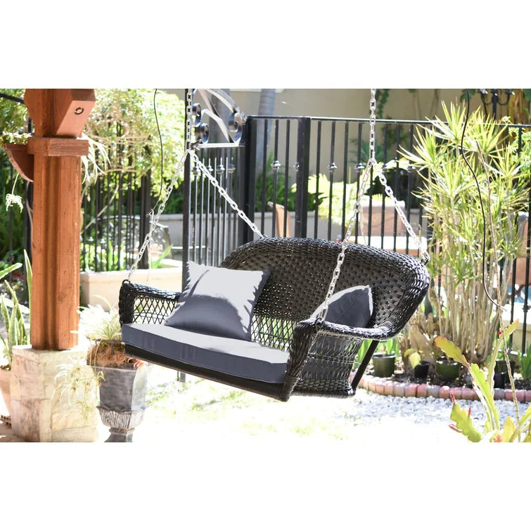 Virasat Gwil Double Seater Hanging Swing Without Stand For Balcony, Garden Swing, (Black)