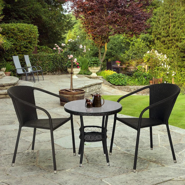 Virasat Ted Outdoor Patio Seating Set 2 Chairs and 1 Table Set (Black)