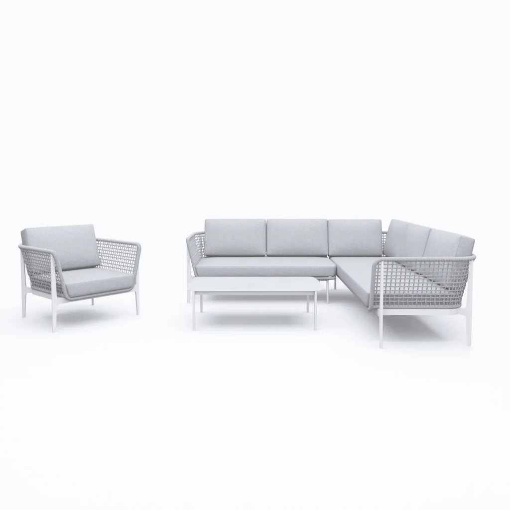 Virasat Outdoor Garden Balcony Sofa Set 5 Seater, 1 Single Seater and 1 Center Table Set, Braid & Rope(Grey)-VIRASAT FURNITURE & FURNISHING