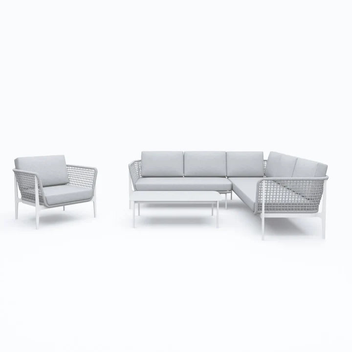 VIRASAT FURNITURE OUTDOOR ROPE SOFA SET 6-SEATER WITH CENTER TABLE (GREY) - BRAIDED GARDEN & BALCONY SET
