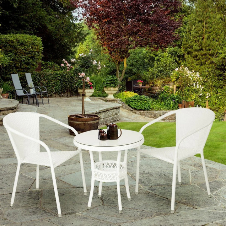 Virasat Gus Outdoor Patio Seating Set 2 Chairs and 1 Table Set (White)