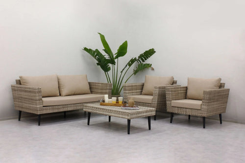 Virasat Outdoor Sofa Set 2 Seater, 2 Single Seater and 1 Center Table (Seashell)-VIRASAT FURNITURE & FURNISHING