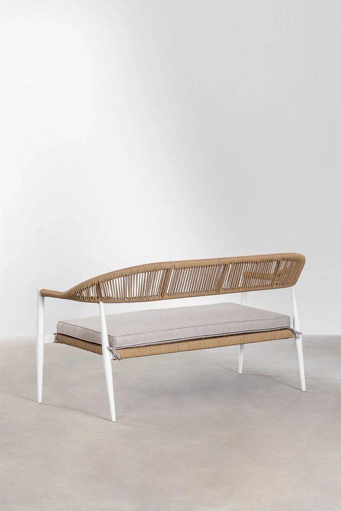 Virasat Outdoor Sofa Set 2 Seater, 2 Single Seater and 1 Center Table Set (White+Brown) Braided & Rope-VIRASAT FURNITURE & FURNISHING
