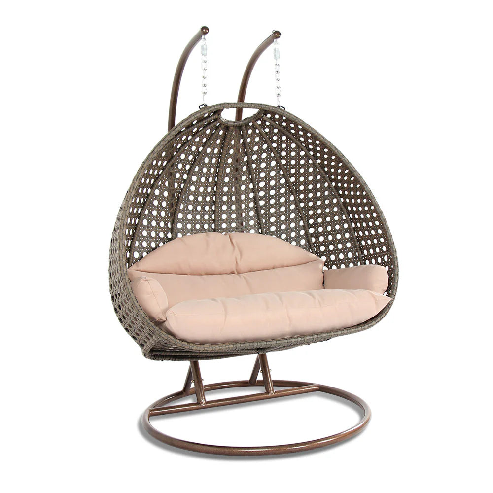 Virasat Double Seater Hanging Swing With Stand For Balcony, Garden Swing (Dark Grey)-VIRASAT FURNITURE & FURNISHING
