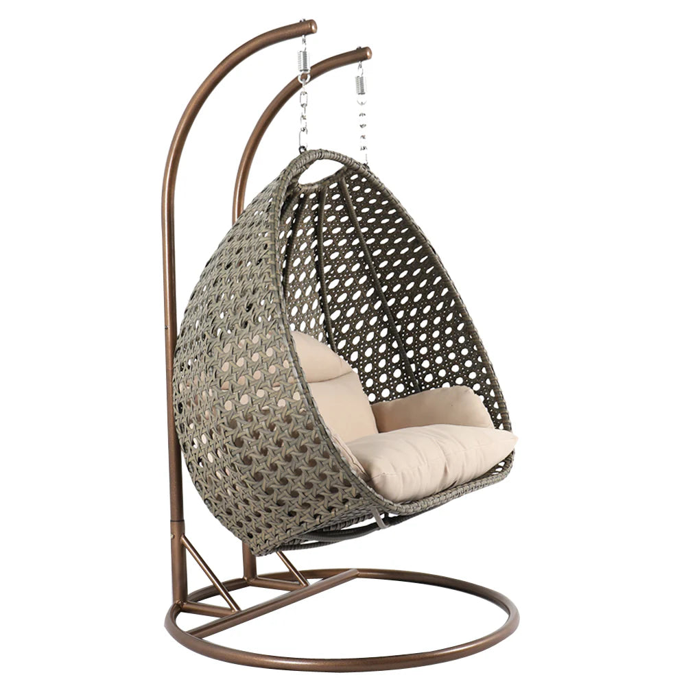 Virasat Double Seater Hanging Swing With Stand For Balcony, Garden Swing (Dark Grey)-VIRASAT FURNITURE & FURNISHING