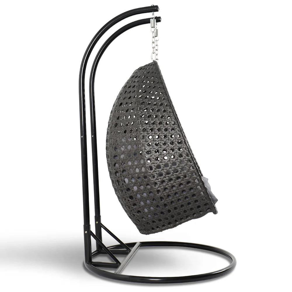 Virasat Double Seater Hanging Swing With Stand For Balcony, Garden Swing (Dark Grey)-VIRASAT FURNITURE & FURNISHING