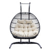 Virasat Double Seater Hanging Swing With Stand For Balcony, Garden Swing (Black) Braided and Rope-VIRASAT FURNITURE & FURNISHING
