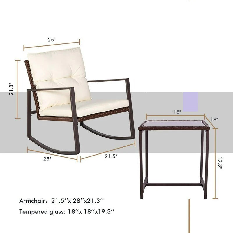 Virasat Outdoor Patio Seating Set 2 Chairs and 1 Table Set Black-VIRASAT FURNITURE & FURNISHING