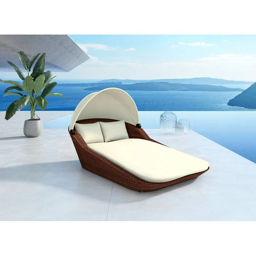 Virasat Outdoor Poolside Sunbed With Cushion Daybed (Brown)-VIRASAT FURNITURE & FURNISHING