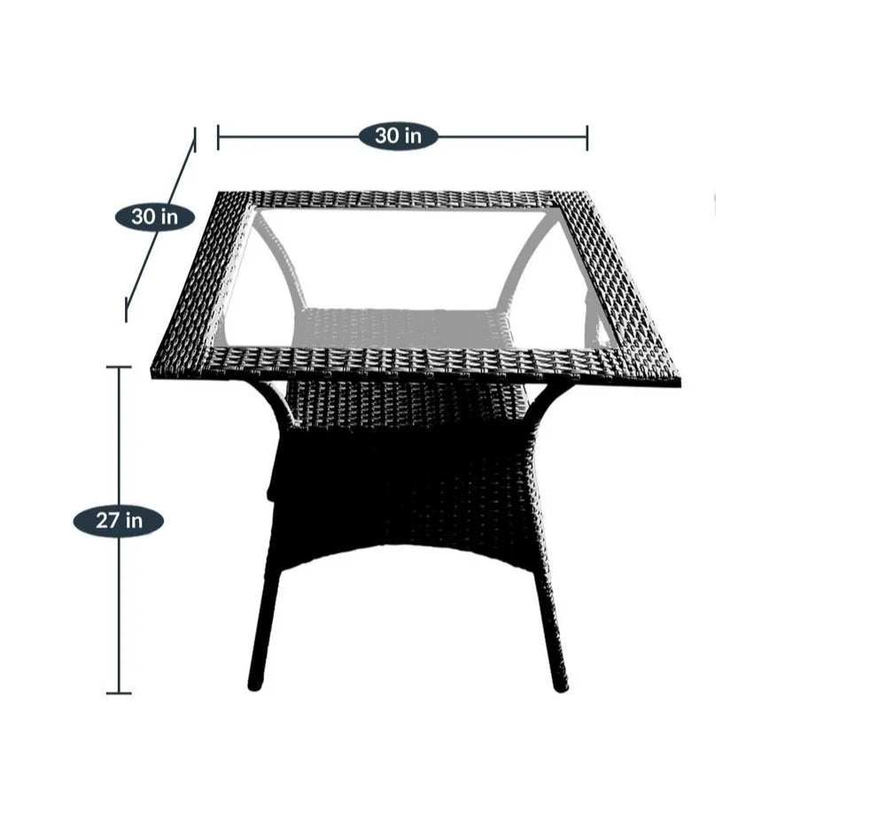 Virasat Outdoor Patio Seating Set 2 Chairs 1 Table Black-VIRASAT FURNITURE & FURNISHING