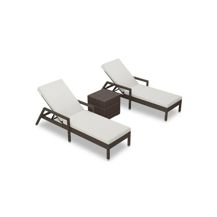 Virasat Eden Outdoor Swimming Poolside Lounger (Set of 2) With 1 Side Table (Brown)