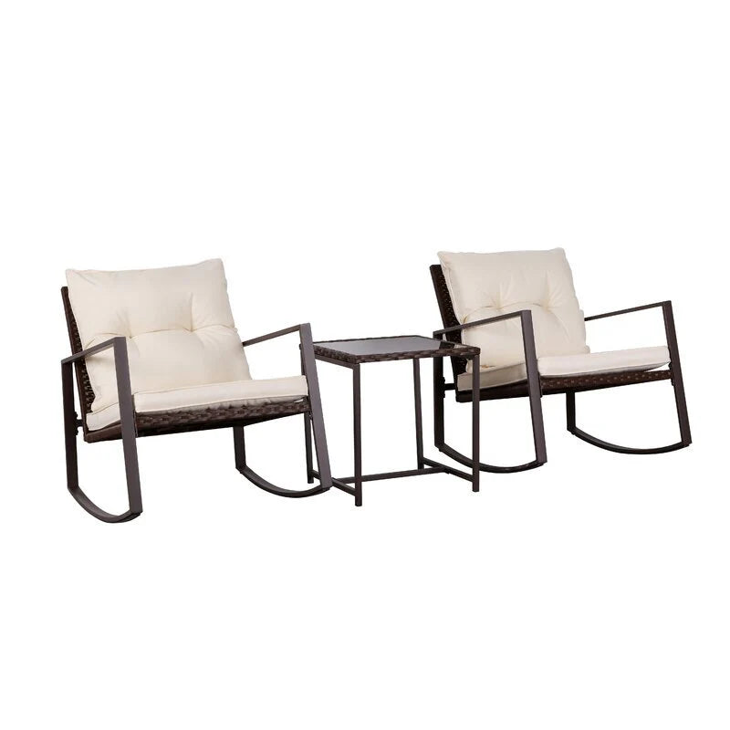 VIRASAT FURNITURE DUCHESS OUTDOOR PATIO SEATING SET 2 CHAIRS AND 1 TABLE SET (BLACK)