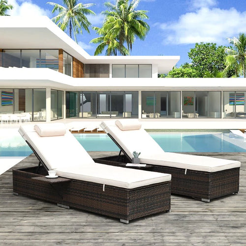 Virasat Outdoor Swimming Poolside Lounger Set of 2 Brown-VIRASAT FURNITURE & FURNISHING