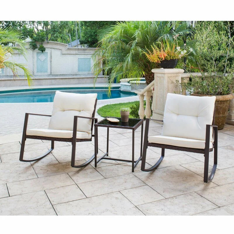 Virasat Outdoor Patio Seating Set 2 Chairs and 1 Table Set Black-VIRASAT FURNITURE & FURNISHING