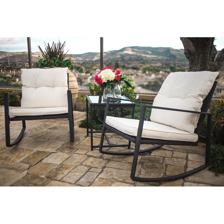 Virasat Duchess Outdoor Patio Seating Set 2 Chairs and 1 Table Set (Black)