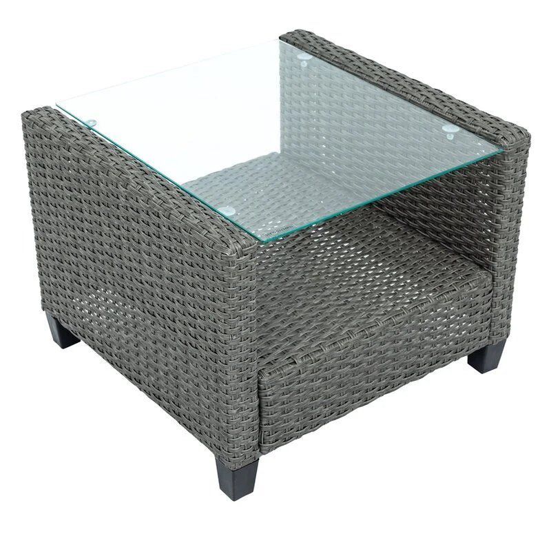 Virasat Outdoor Patio Seating Set 2 Chairs 1 Table Grey-VIRASAT FURNITURE & FURNISHING