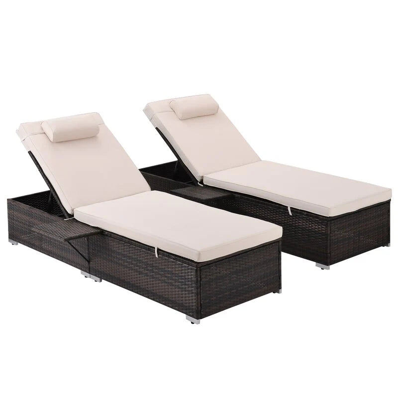 Virasat Outdoor Swimming Poolside Lounger Set of 2 Brown-VIRASAT FURNITURE & FURNISHING