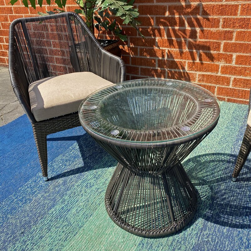 Virasat Outdoor Patio Seating Set 2 Chairs and 1 Table Set Brown-VIRASAT FURNITURE & FURNISHING