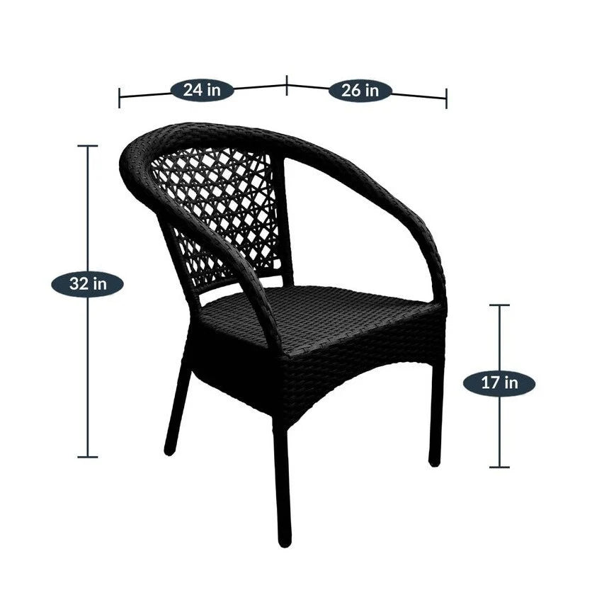 Virasat Sam Outdoor Patio Seating Set 2 Chairs and 1 Table Set (Black)