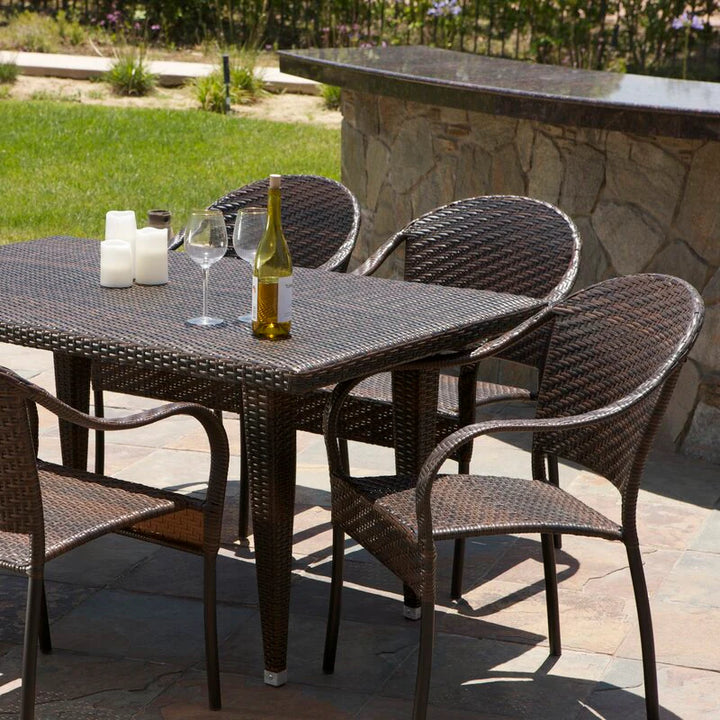 Virasat Michele Outdoor Patio Dining Set 6 Chairs and 1 Table (Brown)