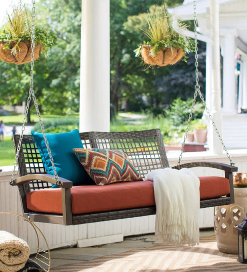 Virasat Double Seater Hanging Swing Without Stand For Balcony, Garden Swing (Dark Brown)-VIRASAT FURNITURE & FURNISHING