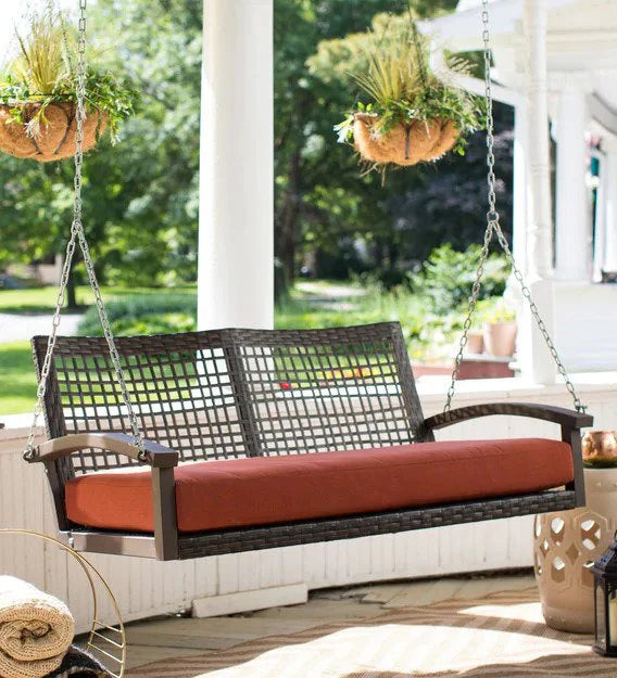 Virasat Double Seater Hanging Swing Without Stand For Balcony, Garden Swing (Dark Brown)-VIRASAT FURNITURE & FURNISHING
