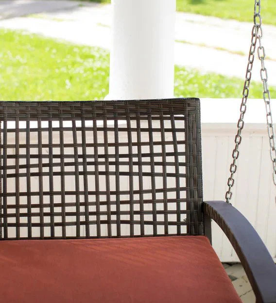 Virasat Double Seater Hanging Swing Without Stand For Balcony, Garden Swing (Dark Brown)-VIRASAT FURNITURE & FURNISHING