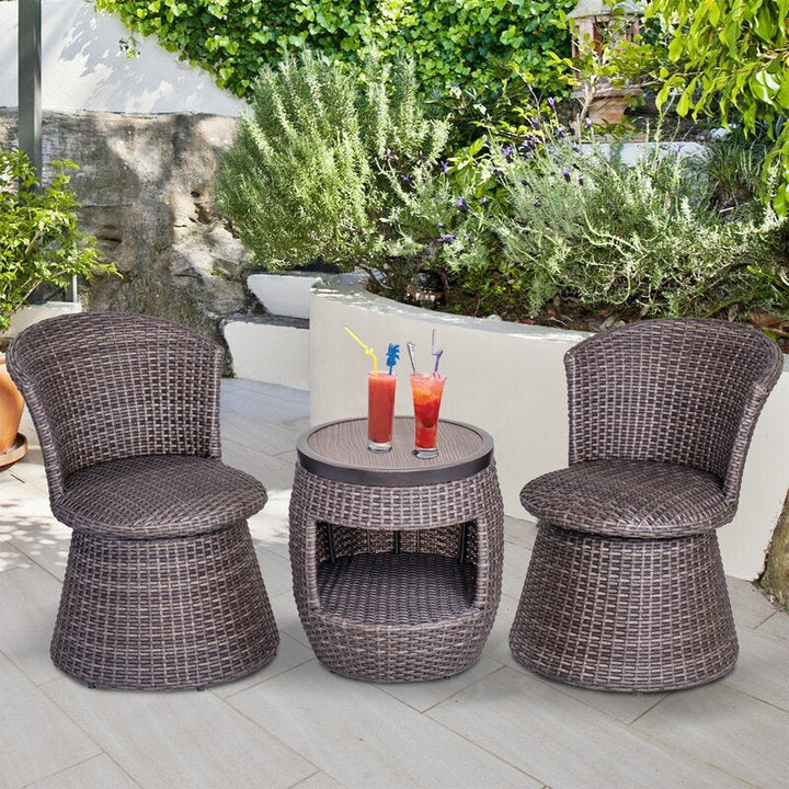 Virasat Sandy Outdoor Patio Seating Set 2 Chairs and 1 Table Set (Brown)