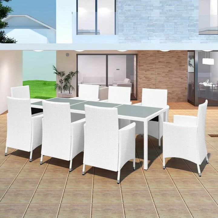 Virasat Rinaldo Outdoor Patio Dining Set 8 Chairs and 1 Table (White)