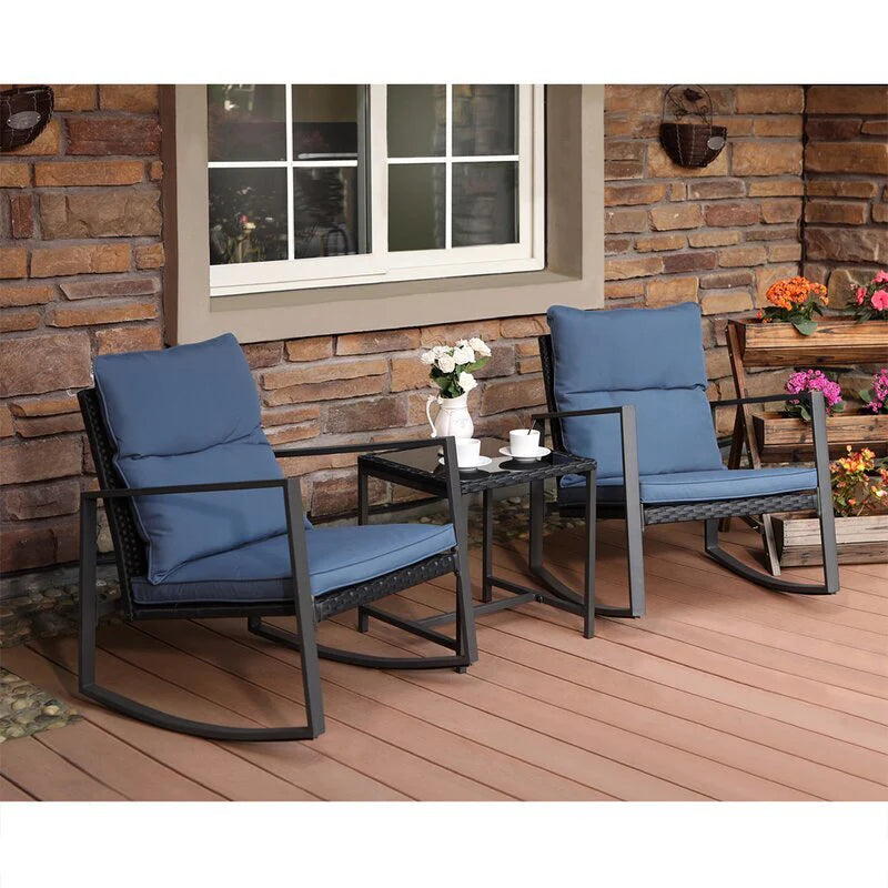 Virasat Diu Outdoor Patio Seating Set 2 Chairs and 1 Table Set (Black)