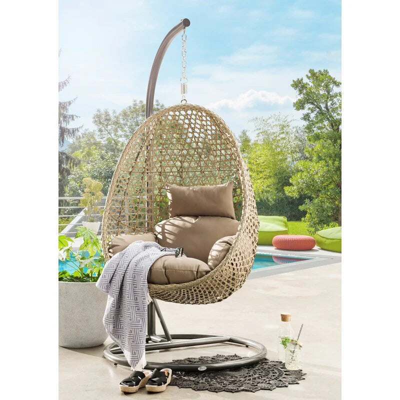 Virasat Single Seater Hanging Swing With Stand For Balcony, Garden Swing (Gold)-VIRASAT FURNITURE & FURNISHING