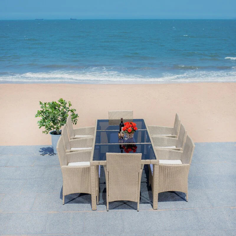Virasat Outdoor Patio Dining Set 8 Chairs and 1 Table (Beige)-VIRASAT FURNITURE & FURNISHING